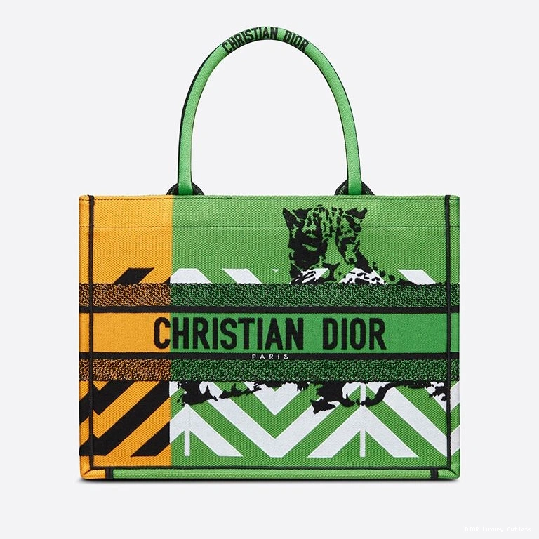 Cheap Canvas Pop Dior Tote D-Jungle Book Orange Green Motif 0801 Luxury
